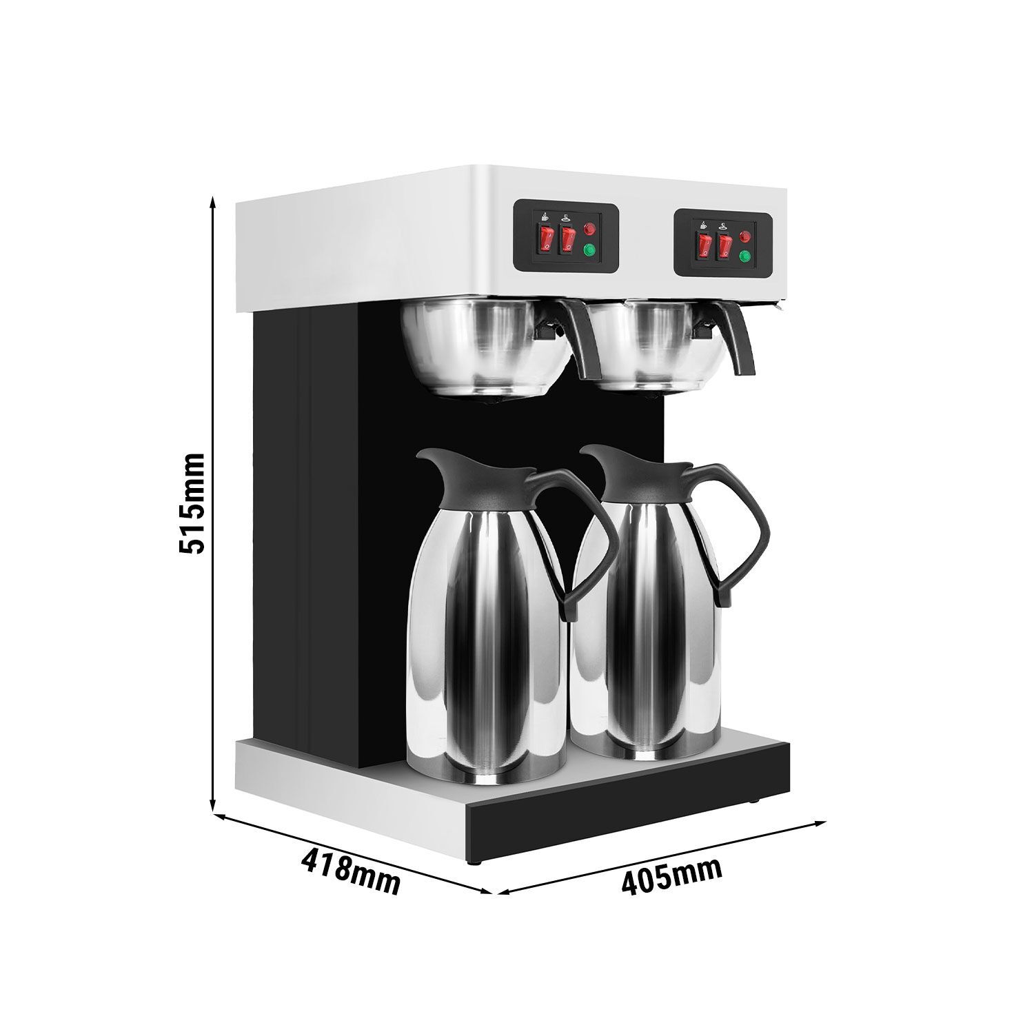 Filtračný kávovar – na filtrovanú kávu, 2x 2 l, 3,8 kW, vrátane 2 izolovaných karáf