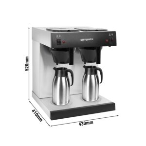Filtračný kávovar – na filtrovanú kávu, 2x 2 l, 2,8 kW, s 2 platňami, vrátane 2 izolovaných kanvíc