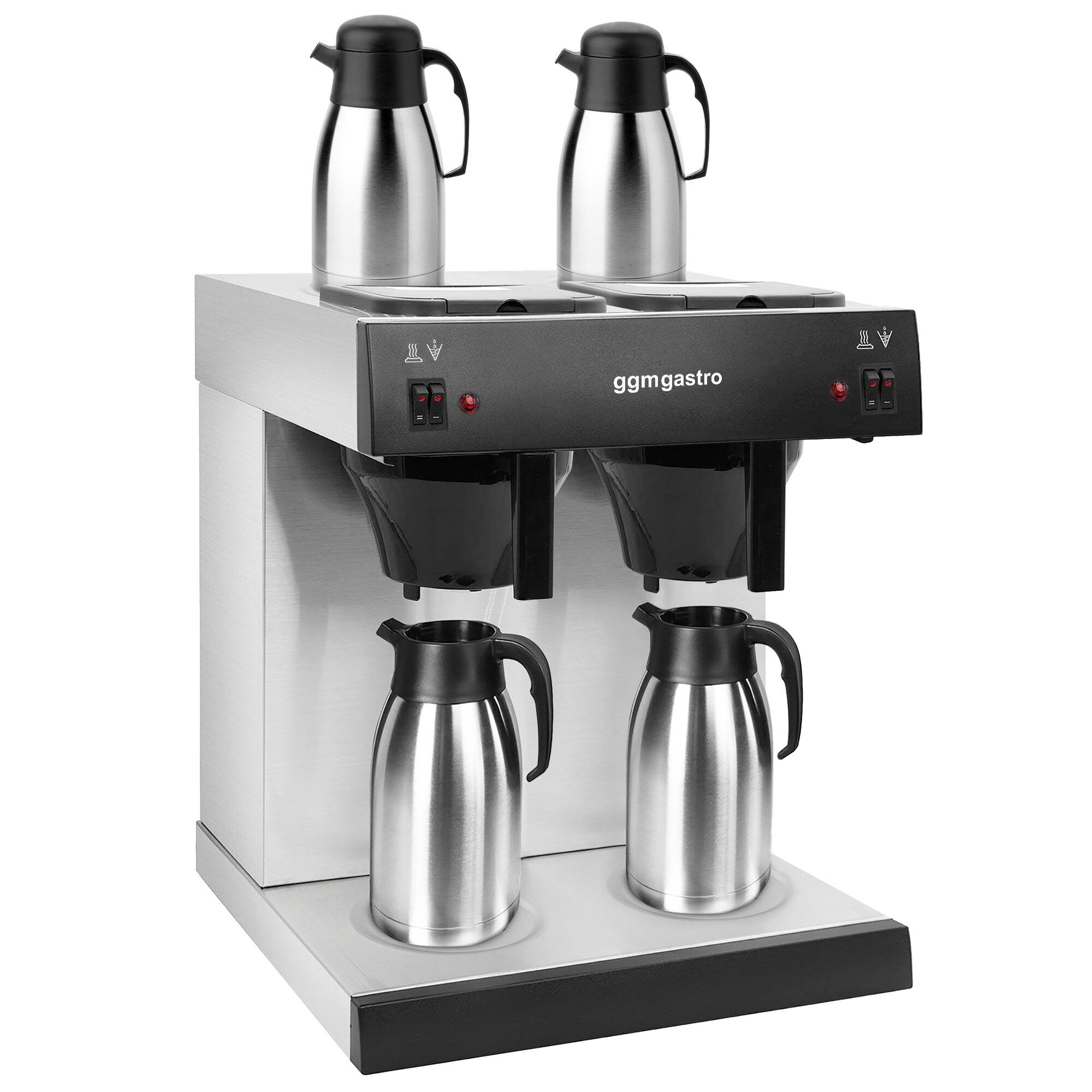 Filtračný kávovar – na filtrovanú kávu, 2x 2 l, 2,8 kW, s 2 platňami, vrátane 2 izolovaných kanvíc 2 l – Obrázok 3