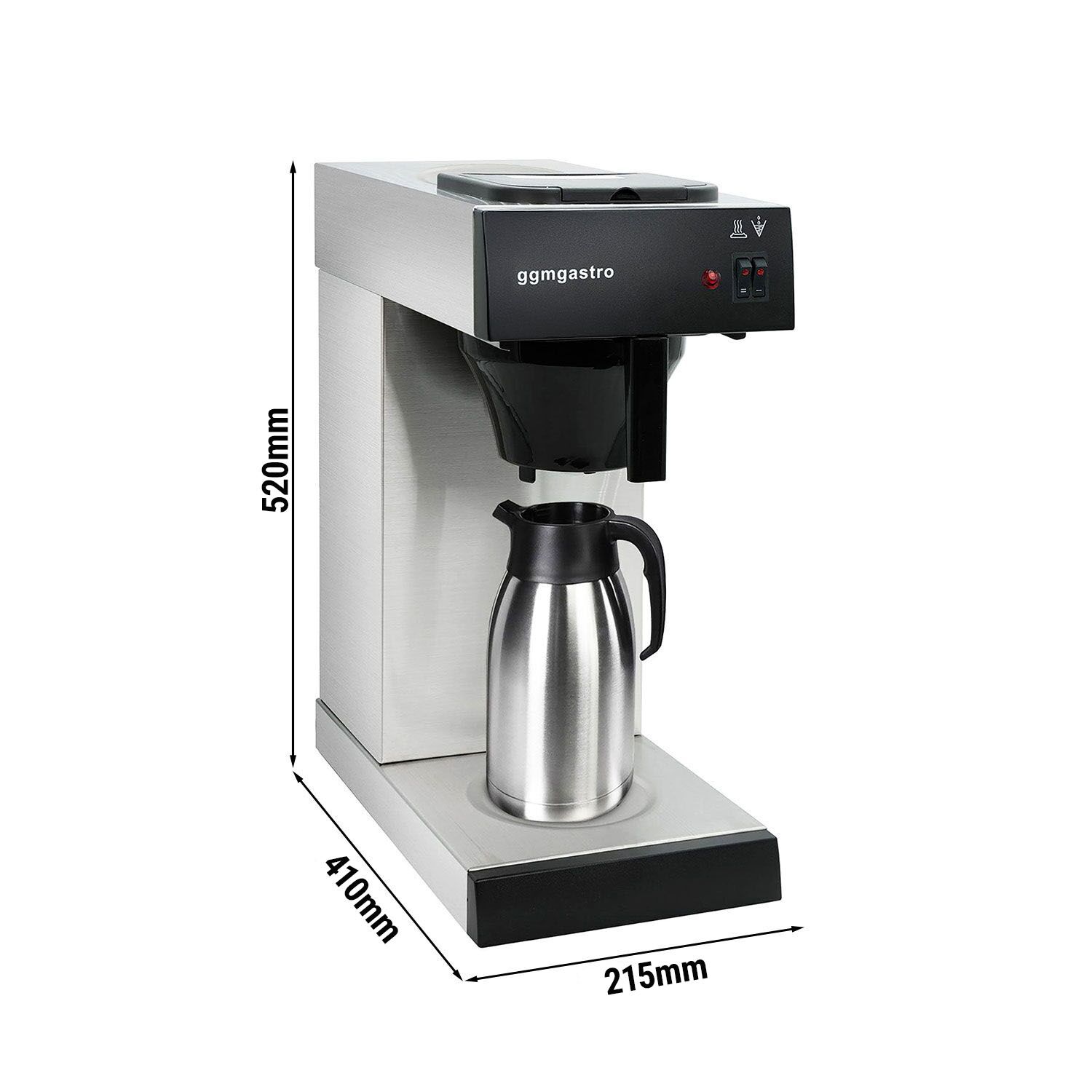 Filtračný kávovar – na filtrovanú kávu, 2 l nádrž, 2 kW, s varnou doskou, vrátane izolovanej kanvice 1,6 l