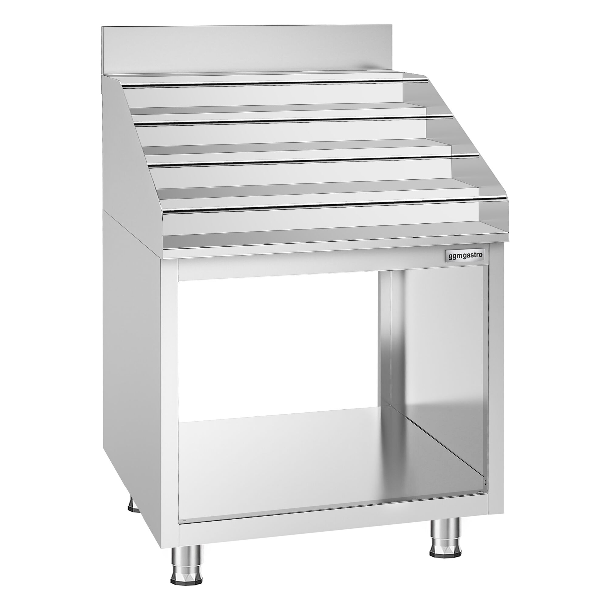 Nerezový stojan na koktailové fľaše — barový, 600 x 600 mm – Obrázok 4