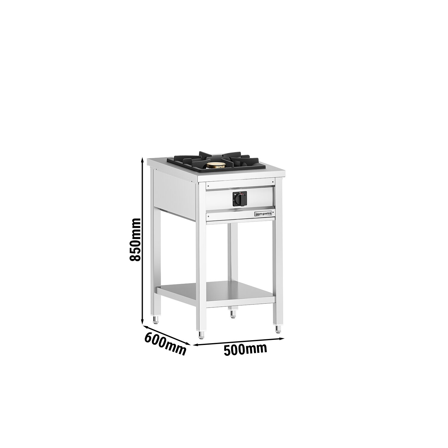 Jednohorákový plynový sporák – 8,5 kW, otvorený s podstavcom, odkvapkávacia zásuvka – Obrázok 4
