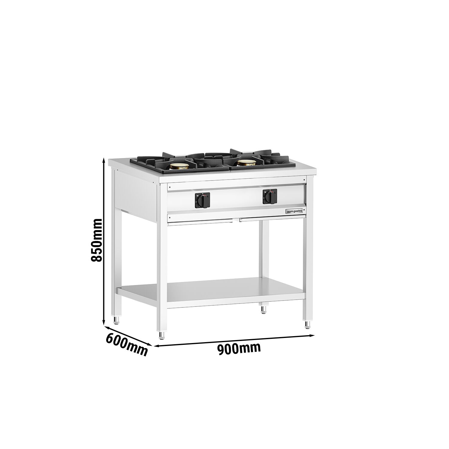 Dvojhorákový plynový sporák – 17 kW, otvorený s podstavcom, odkvapkávacia zásuvka – Obrázok 4