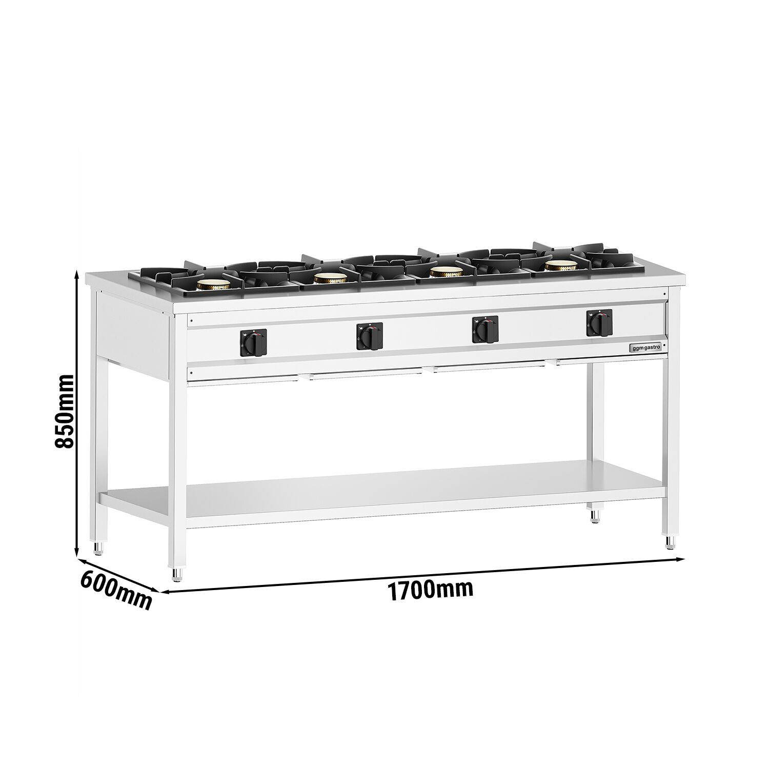 Otvorený plynový sporák – 34 kW, 4 horáky, s podstavcom, odkvapkávacia zásuvka – Obrázok 5