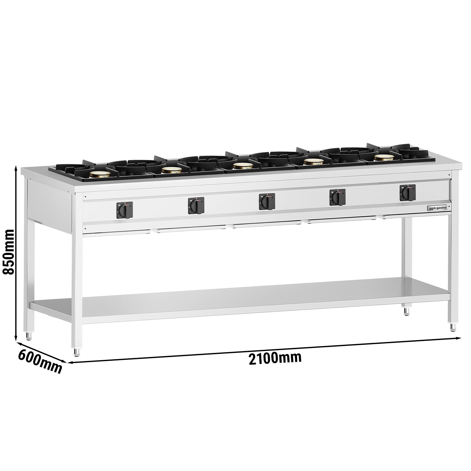 Otvorený plynový sporák – 42,5 kW, 5 horákov, s podstavcom, odkvapkávacia zásuvka – Obrázok 8