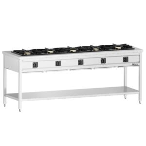 Otvorený plynový sporák – 42,5 kW, 5 horákov, s podstavcom, odkvapkávacia zásuvka