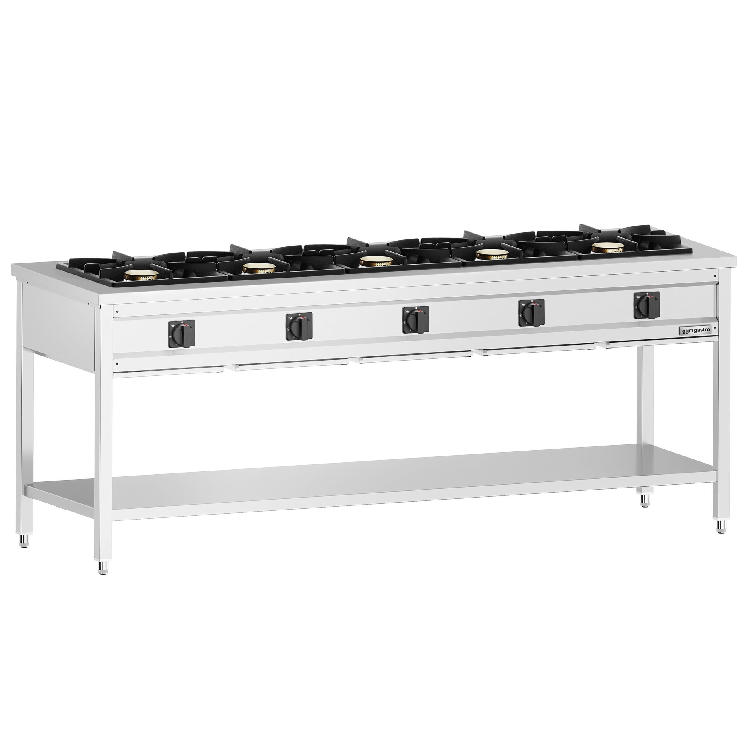 Otvorený plynový sporák – 42,5 kW, 5 horákov, s podstavcom, odkvapkávacia zásuvka