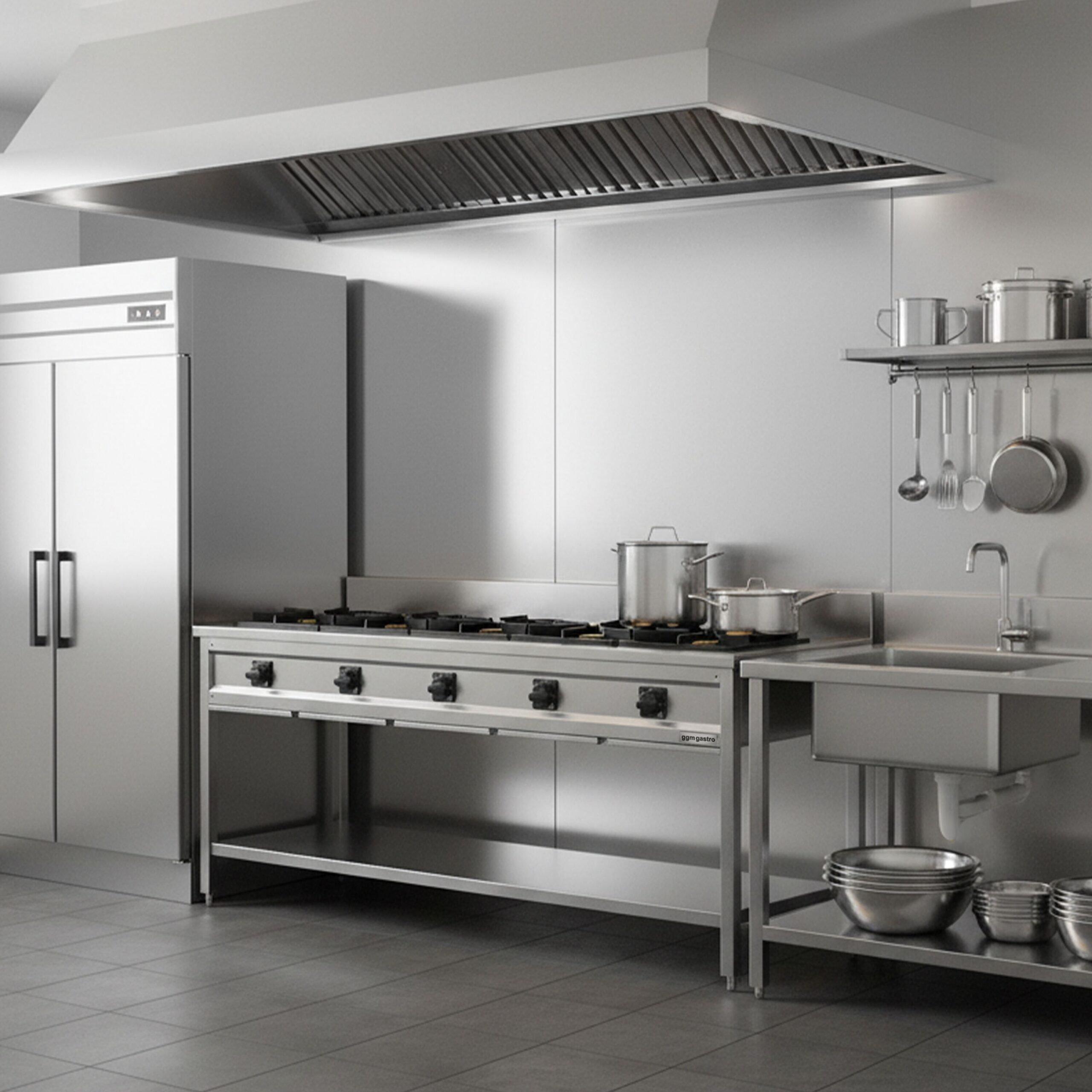 Otvorený plynový sporák – 42,5 kW, 5 horákov, s podstavcom, odkvapkávacia zásuvka – Obrázok 9