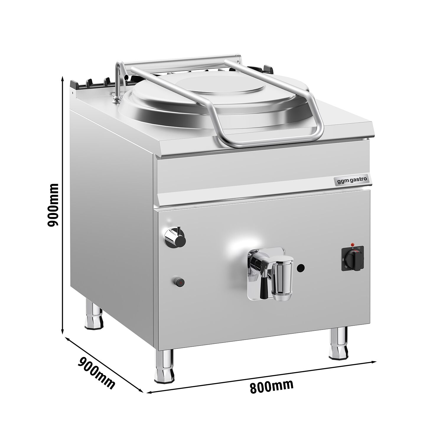 Profesionálny plynový varný kotol – 150 litrov, 20 kW, nepriamy ohrev, prípojka na vodu – Obrázok 3