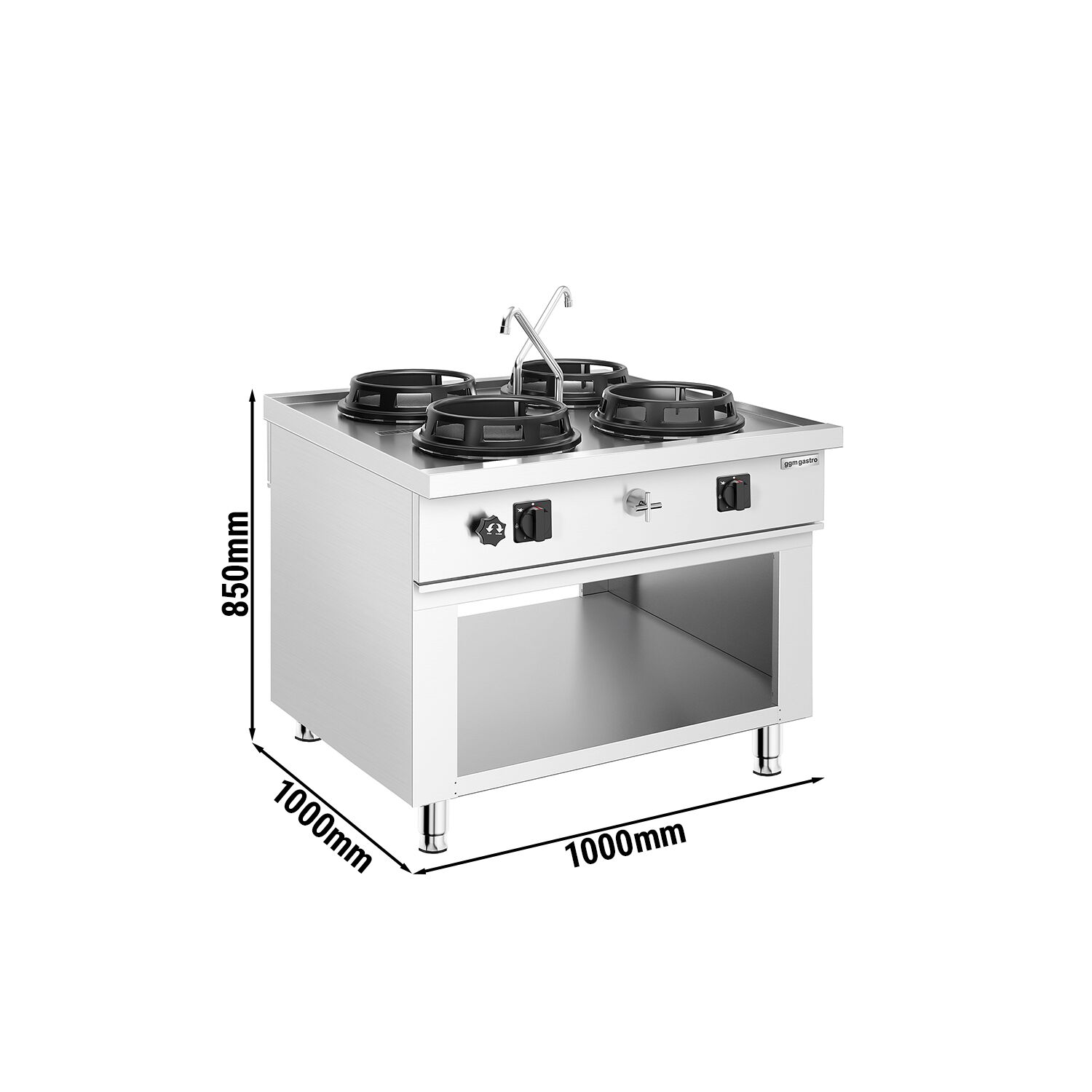 Stolový plynový wok varný ostrovček – 60 kW, so 4 horákmi, vrátane 2 kohútikov – Obrázok 4