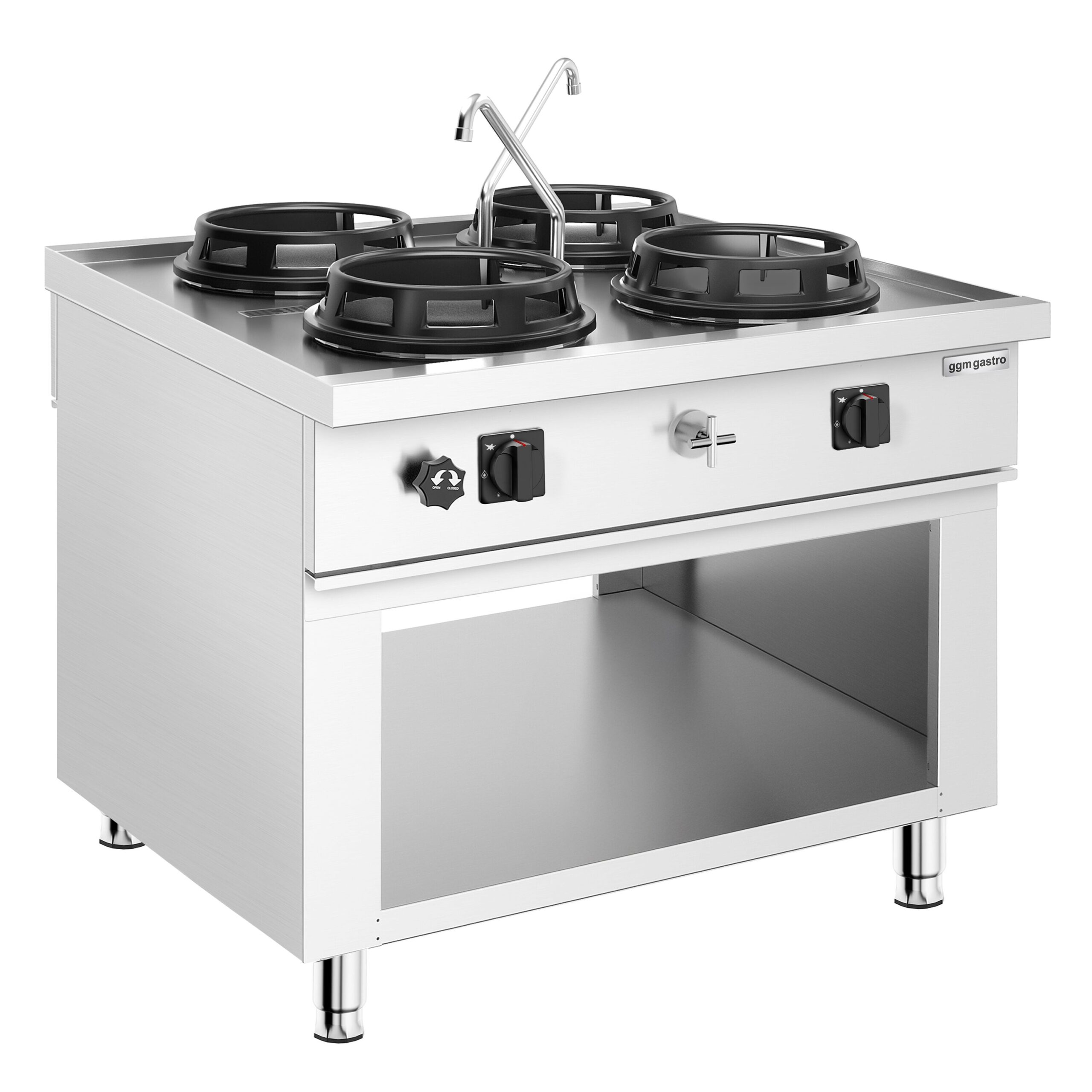 Stolový plynový wok varný ostrovček – 60 kW, so 4 horákmi, vrátane 2 kohútikov – Obrázok 3