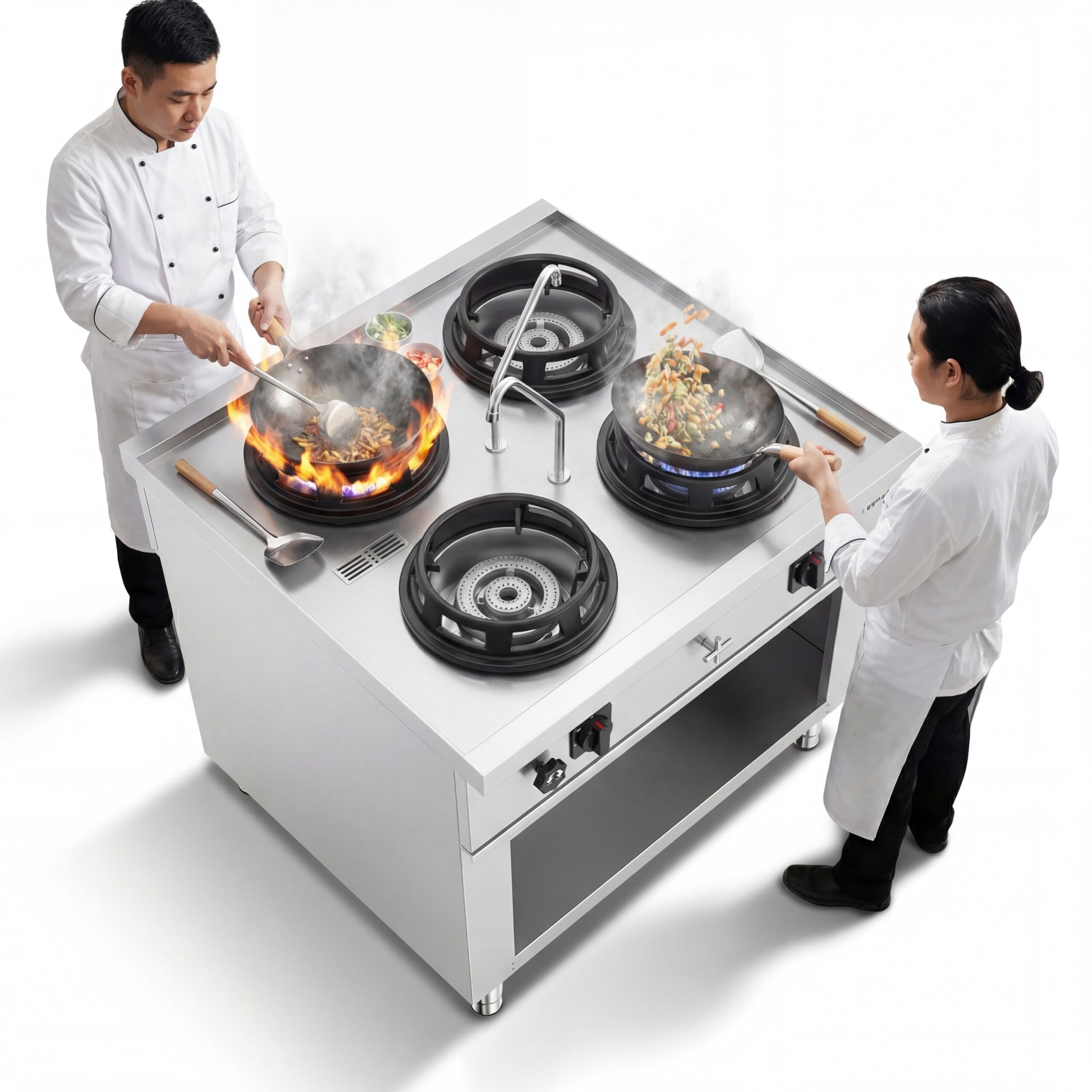 Stolový plynový wok varný ostrovček – 60 kW, so 4 horákmi, vrátane 2 kohútikov – Obrázok 8