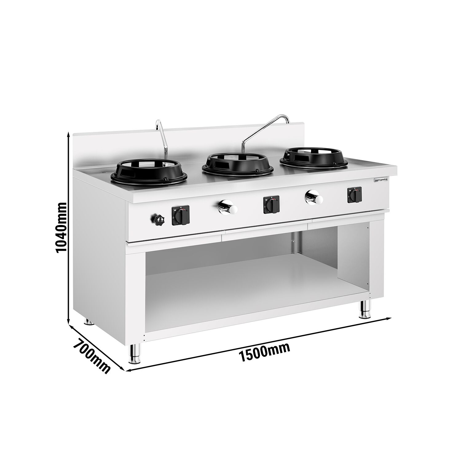 Stolová plynová wok varná doska – 45 kW, s 3 horákmi, vrátane 2 kohútikov – Obrázok 5