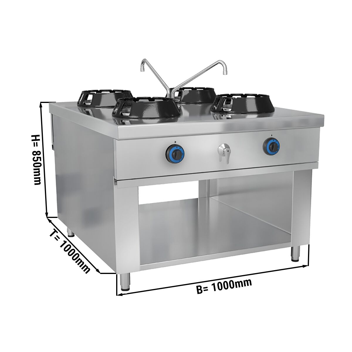 Stolová plynová wok varná doska – 56 kW, so 4 horákmi, vrátane 2 kohútikov – Obrázok 7