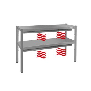 Infračervený ohrevný pult s 2 policami – 1200 × 370 mm, výška: 715 mm