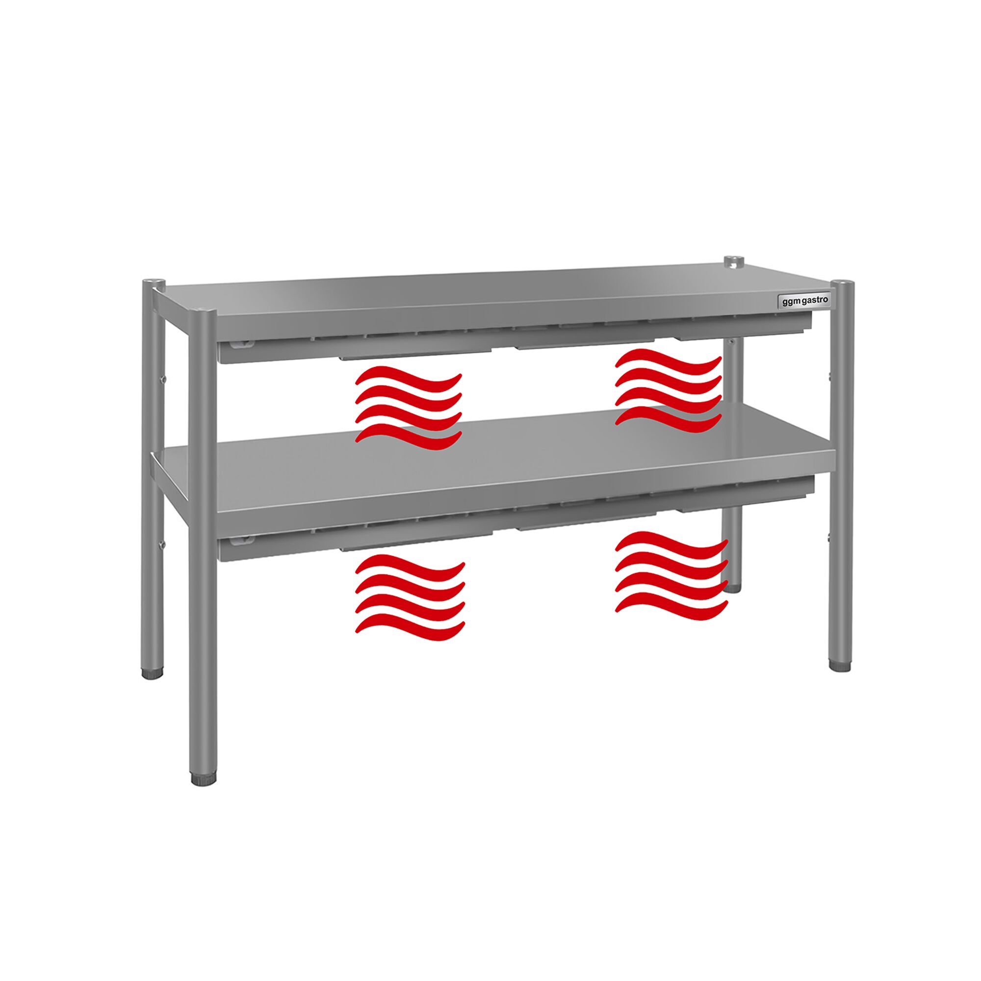 Infračervený ohrevný pult s 2 policami – 1400 × 370 mm, výška: 725 mm