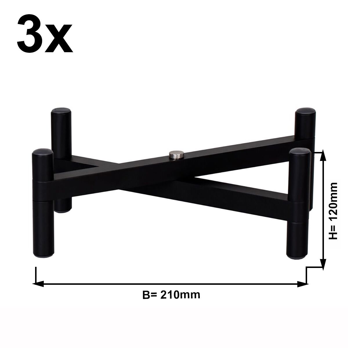 Drôtený bufetový stojan – set 3 kusov podstavcov, stredná výška 120 mm