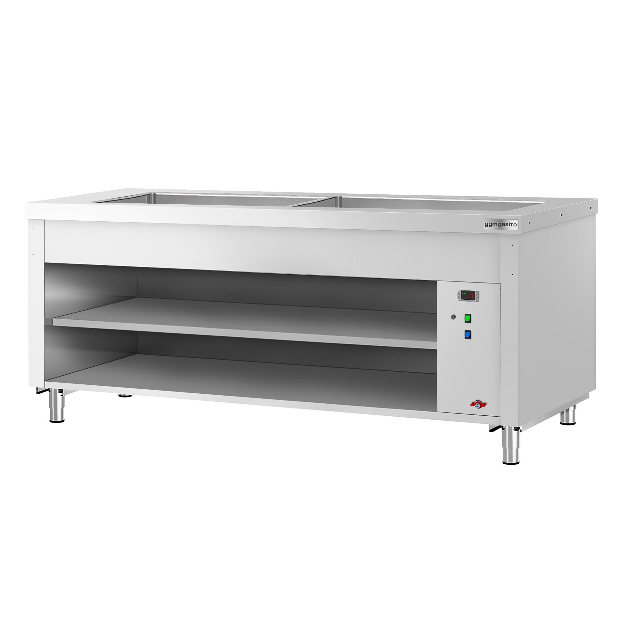 Nerezový teplý bufetový pult Kopenhagen – 2310 mm, LED osvetlenie, vaňa | 6× GN 1/1 – Obrázok 4