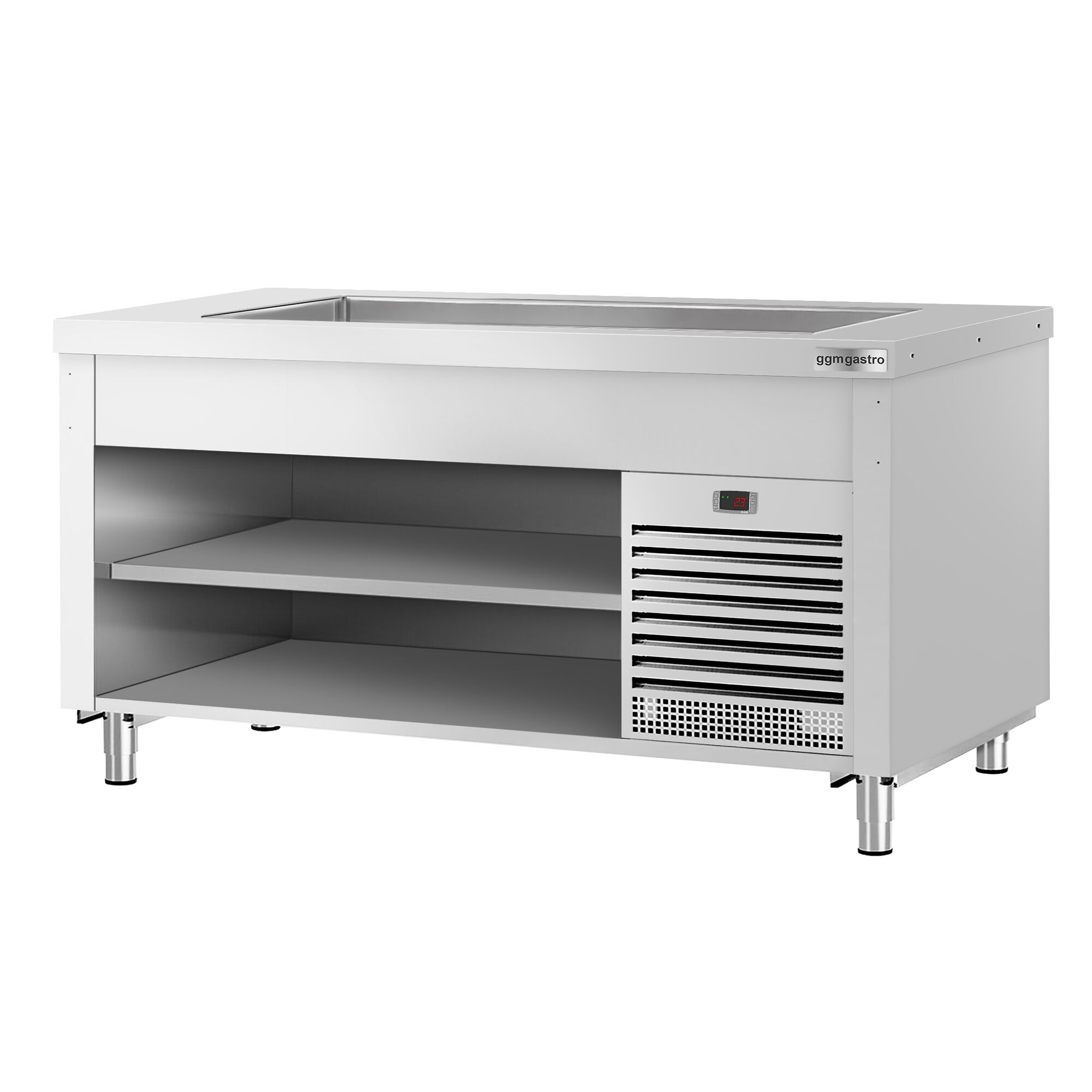 Nerezový studený bufetový pult Kopenhagen – 1560 mm, chladiaca tácka | 4× GN 1/1 – Obrázok 3