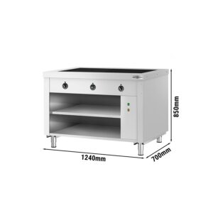 Nerezový bufetový pult Kopenhagen – 1240 mm, varná doska