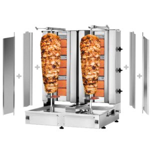 Plynový gril na kebab a gyros (3+3 horáky, max. 80 kg) – vrátane 2 krytov a 2 krídlových dverí