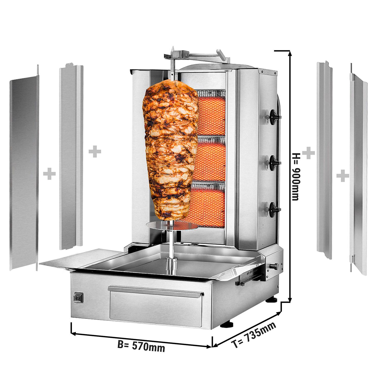 Plynový gril na kebab a gyros (4+4 horáky, max. 120 kg) – vrátane 2 krytov a 2 krídlových dverí – Obrázok 13