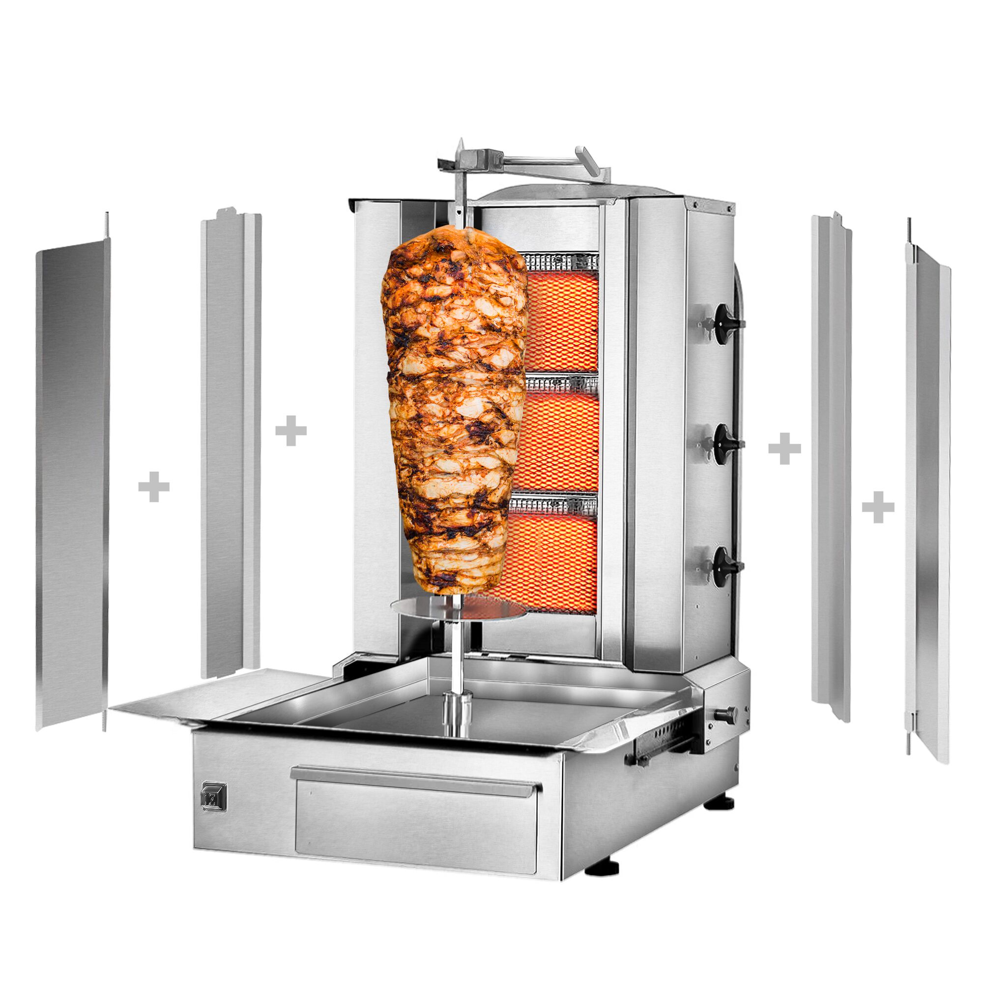 Plynový gril na kebab a gyros (4+4 horáky, max. 120 kg) – vrátane 2 krytov a 2 krídlových dverí – Obrázok 14