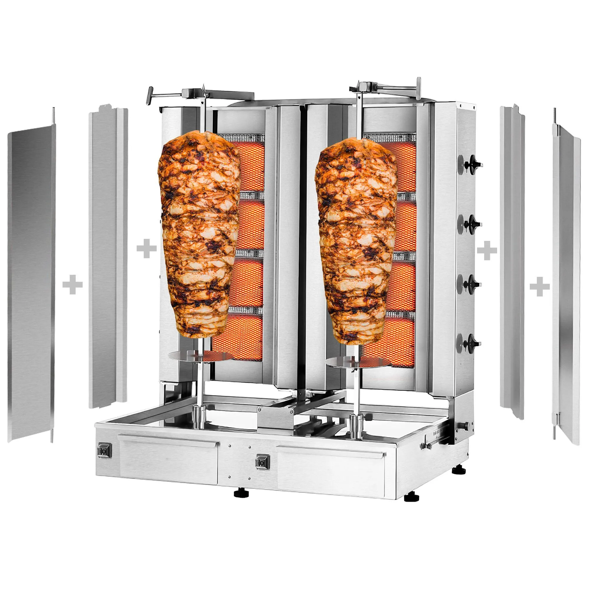 Plynový gril na kebab a gyros (4+4 horáky, max. 120 kg) – vrátane 2 krytov a 2 krídlových dverí – Obrázok 8