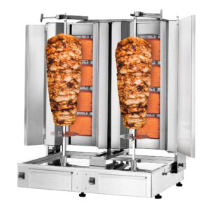 Plynový gril na kebab a gyros (4+4 horáky, max. 120 kg) – vrátane 2 krytov a 2 krídlových dverí