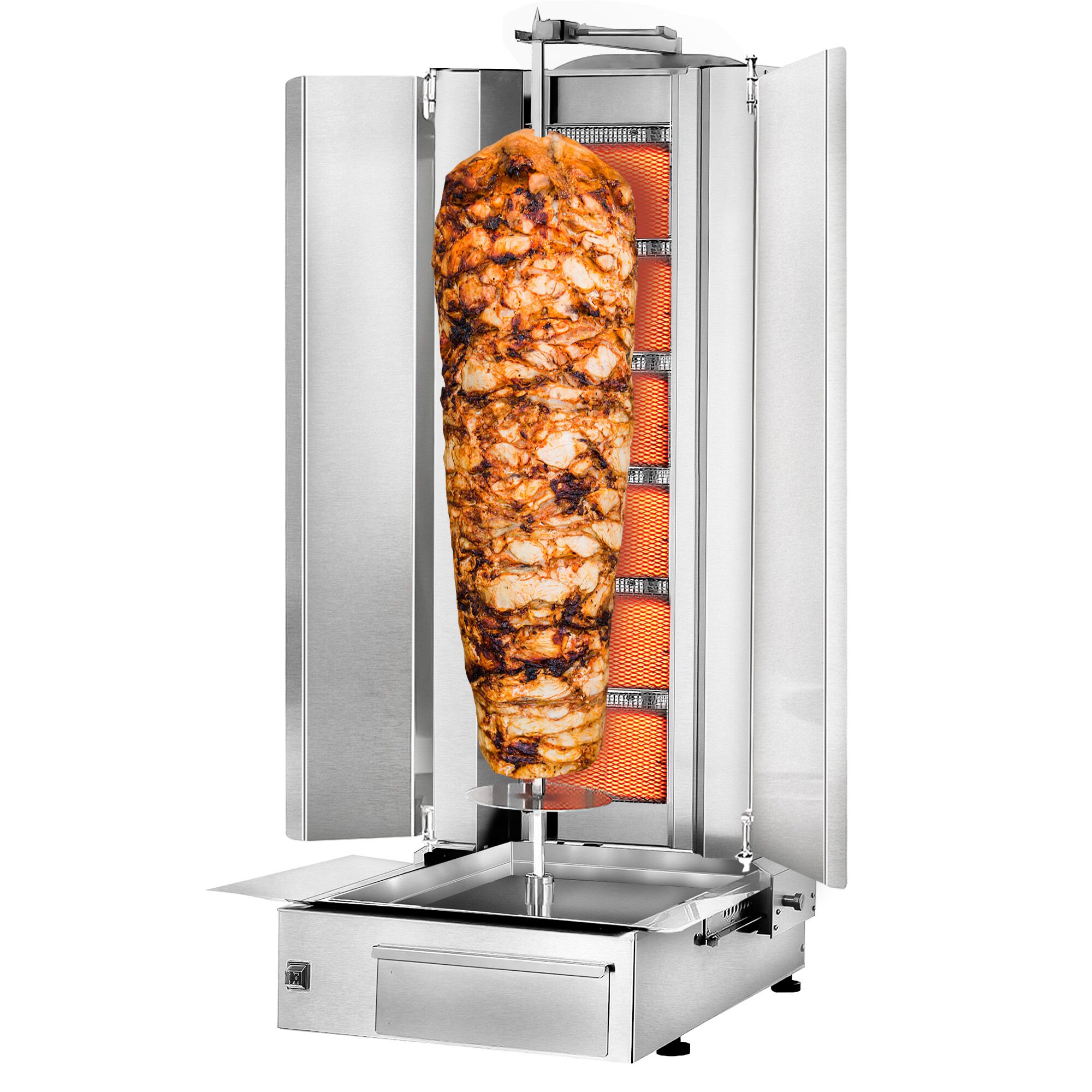 Plynový gril na kebab a gyros (6 horákov, max. 100 kg) – vrátane 2 krytov a 2 krídlových dverí – Obrázok 6