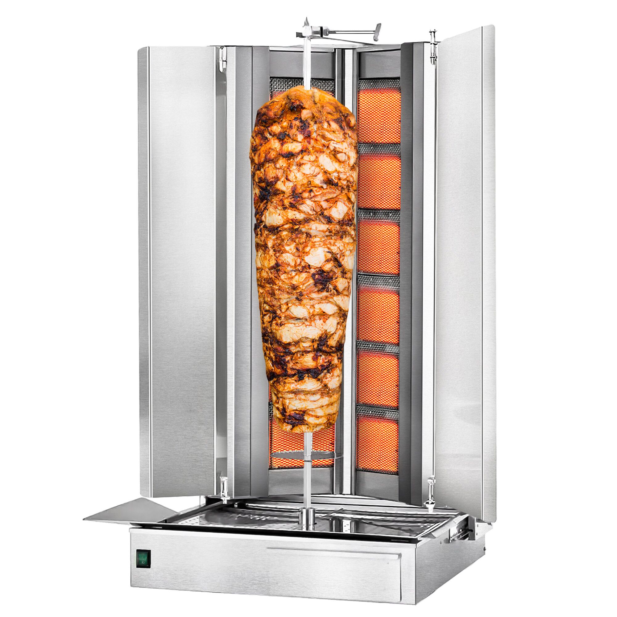Plynový gril na kebab a gyros (6 horákov, max. 150 kg) – vrátane 2 krytov a 2 krídlových dverí – Obrázok 6