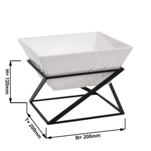 Minimalistický bufetový stojan / etažér – čierny etažér, vrátane 1 štvorcovej melamínovej misky, rozmer A