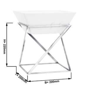 Minimalistický bufetový stojan / etažér – chrómovaná konštrukcia, obsahuje 1 ks štvorcovej melamínovej misky, rozmer B