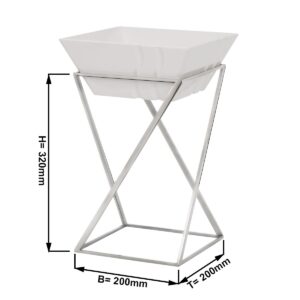 Minimalistický bufetový stojan / etažér – chrómovaná konštrukcia, obsahuje 1 ks štvorcovej melamínovej misky, rozmer C