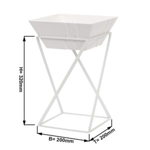 Minimalistický bufetový stojan / etažér – biely jednoradový etažér, obsahuje 1 ks štvorcovej melamínovej misky, typ Epsilon