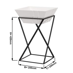Minimalistický bufetový stojan / etažér – čierny etažér, vrátane 1 štvorcovej melamínovej misky, rozmer B