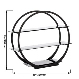 Minimalistický bufetový stojan / etažér – čierny poschodový etažér, priemer nosnej plochy 390 mm