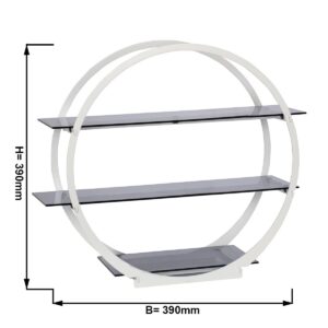 Minimalistický bufetový stojan / etažér – biely poschodový etažér, celkový rozmer nosičov 390 mm