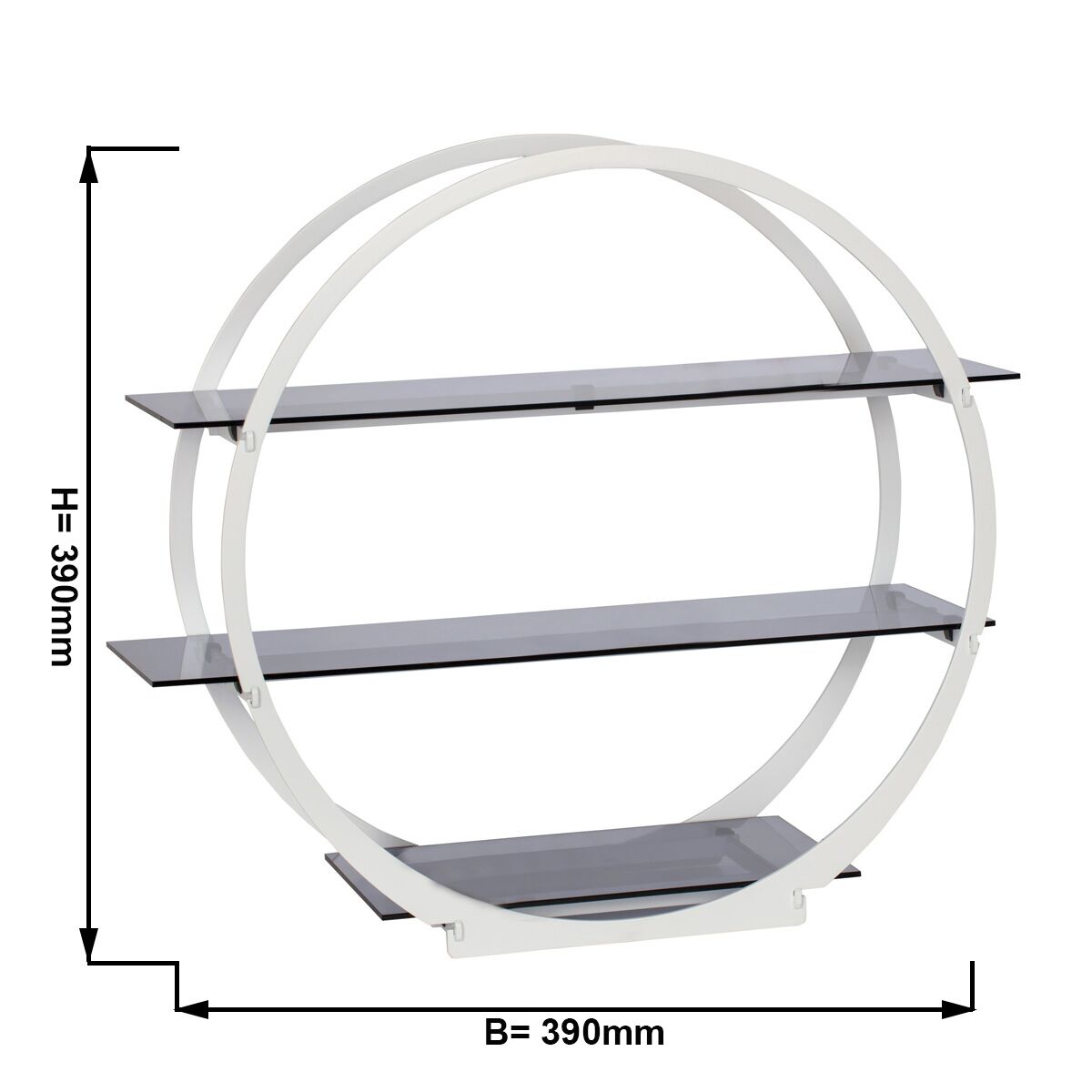 Minimalistický bufetový stojan / etažér – biely poschodový etažér, celkový rozmer nosičov 390 mm