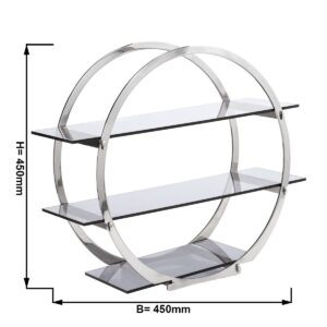 Minimalistický bufetový stojan / etažér – chrómovaný poschodový etažér, celkový priemer ramien 450 mm