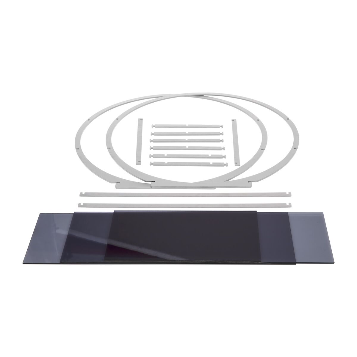 Minimalistický bufetový stojan / etažér – chrómovaný poschodový etažér, priemer strednej konštrukcie 490 mm – Obrázok 3