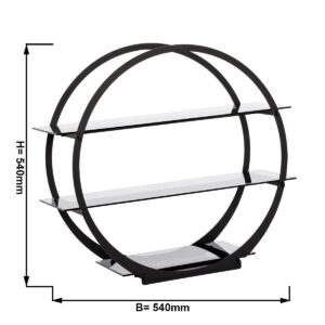 Minimalistický bufetový stojan / etažér – čierny poschodový etažér, široký priemer konštrukcie 540 mm