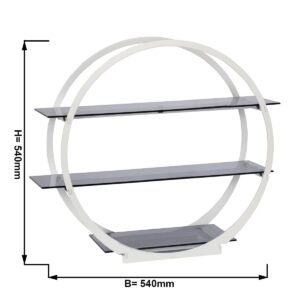Minimalistický bufetový stojan / etažér – biely poschodový etažér, priemer nosnej plochy 540 mm