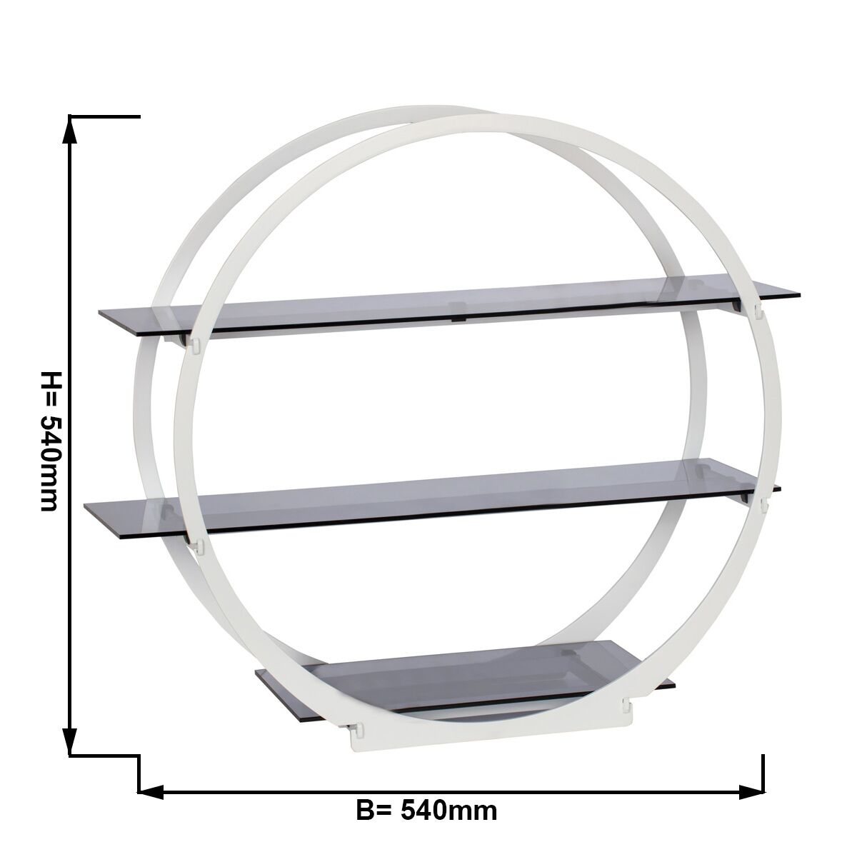 Minimalistický bufetový stojan / etažér – biely poschodový etažér, priemer nosnej plochy 540 mm – Obrázok 2