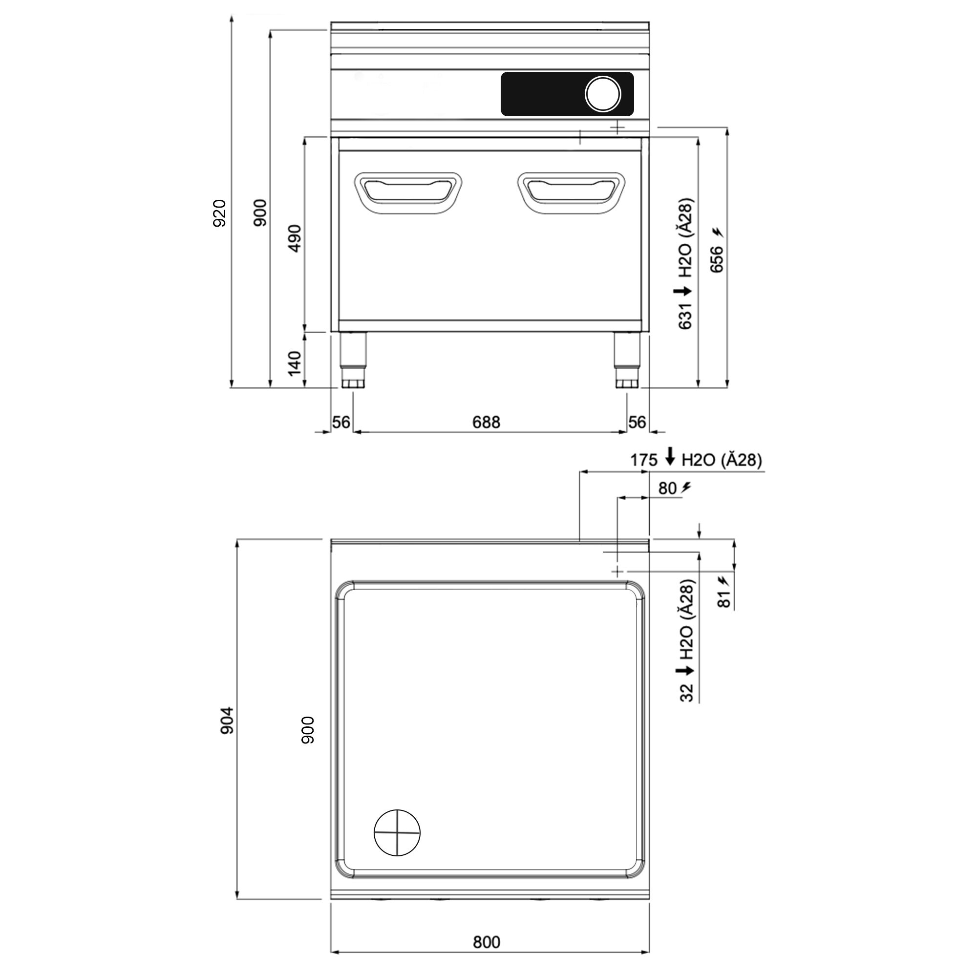 Minimalistický bufetový stojan / etažér – výkon 9,6 kW, veľký objem 24 l, digitálny systém Bflex, verzia II – Obrázok 4