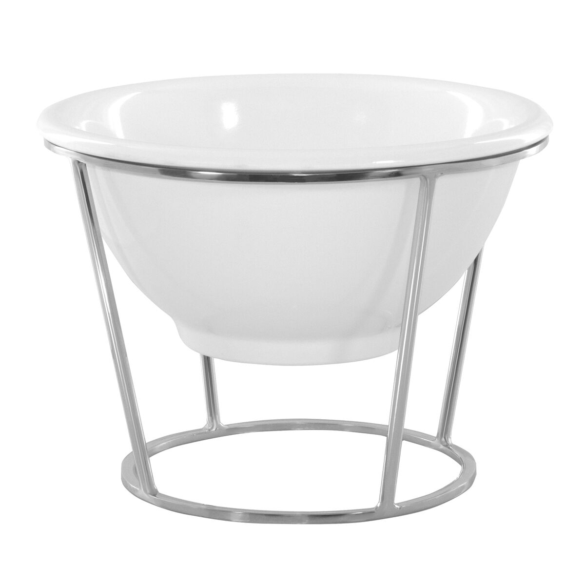 Minimalistický bufetový stojan / etažér – chrómovaná konštrukcia, obsahuje 1 ks okrúhlej melamínovej misky – Obrázok 2