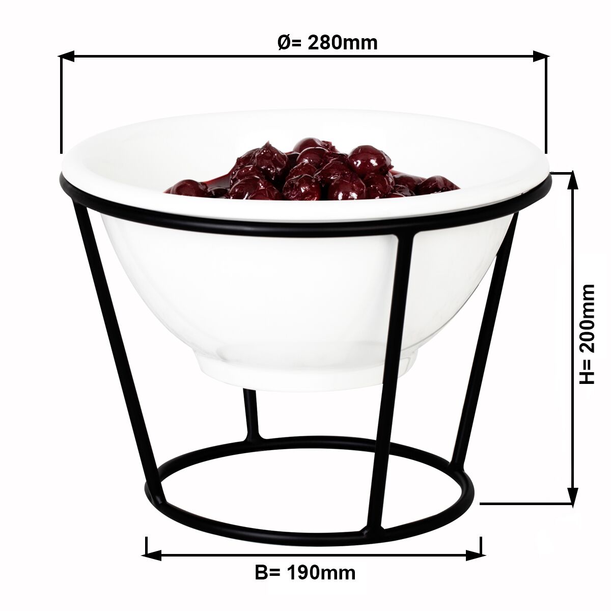 Minimalistický bufetový stojan / etažér – čierny etažér, vrátane 1 okrúhlej melamínovej misky