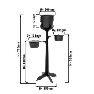 Prezentovaná chladnička na víno – stojanová verzia na fľaše, čierna povrchová úprava, výbava s 2 formami na kocky ľadu