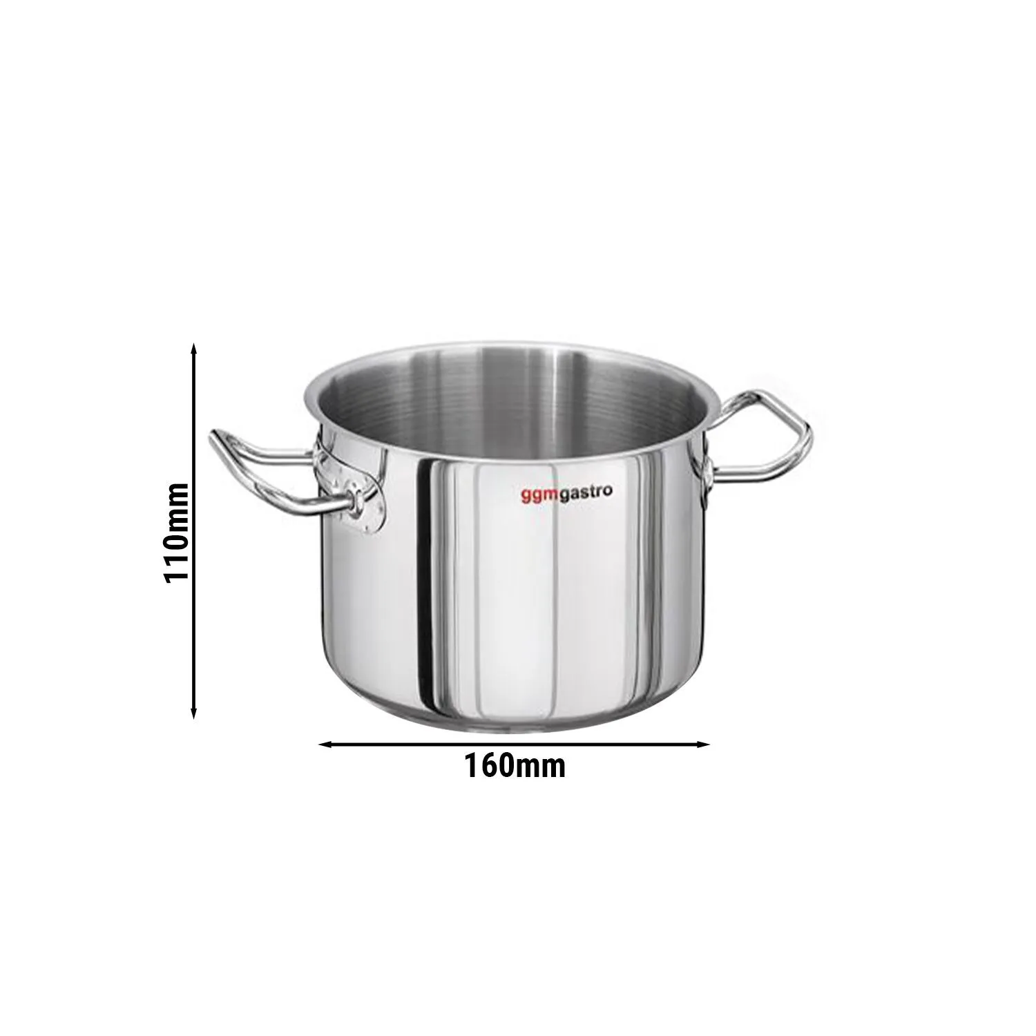Nerezový indukčný hrniec – Ø 160 mm, 2 l, výška 110 mm