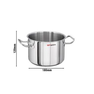 Nerezový hrniec na mäso – vysoký profil, priemer 180 mm, výška 120 mm, celonerezový materiál, kompatibilný s indukciou